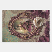 レディエレガントポートレート、フローラ及びデマスク紙 ラッピングペーパーシート (正面)