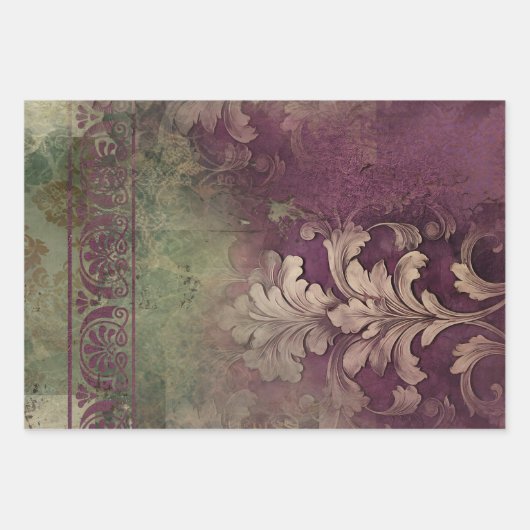 レディエレガントポートレート、フローラ及びデマスク紙 ラッピングペーパーシート (正面3)