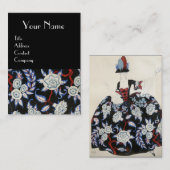 レディエレガント/フローラ白黒花付きドレス 名刺 (正面/裏面)