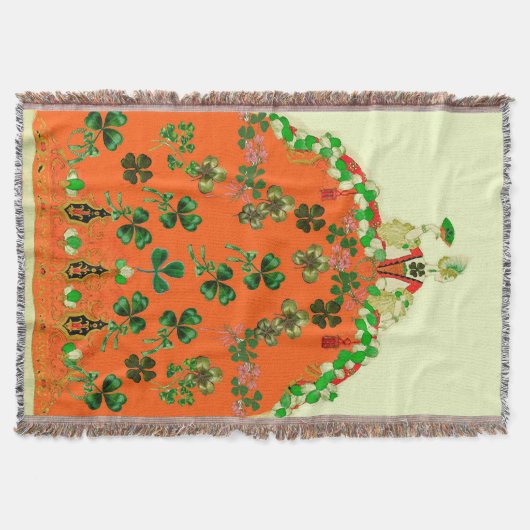 レディオレンジとクローバー 聖パトリックの日のパーティ スローブランケット (正面)