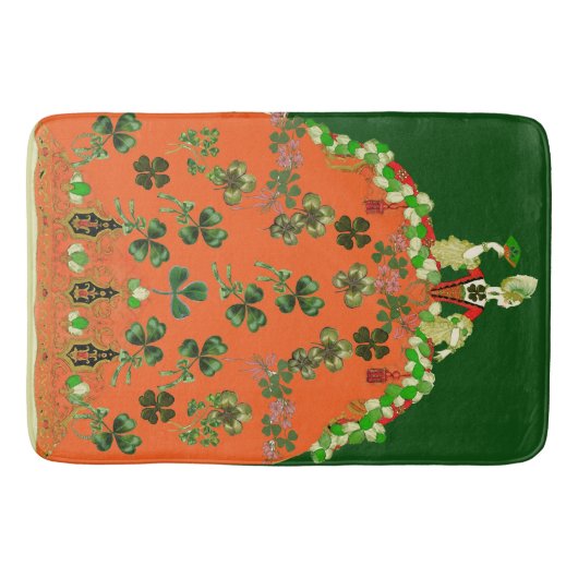 レディオレンジとクローバー St.パトリックデイのグリーン バスマット (正面)