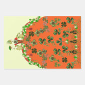 レディオレンジとクローバー St.パトリックデイのグリーン ラッピングペーパーシート (正面2)