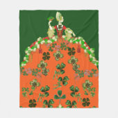 レディオレンジとクローバー St.パトリックデーのグリーン フリースブランケット (正面)