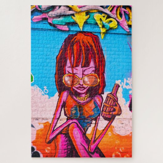 レディカッコいいカラフルー通りアート ジグソーパズル (縦)