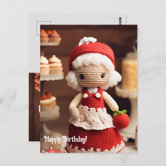 レディクロシェとカップケーキの誕生日 ポストカード (正面/裏面)