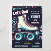 レディクールボーイズ女子ローラースケートで滑る13th誕生日 招待状 (正面)