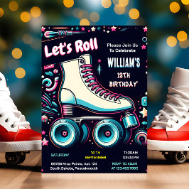 レディクールボーイズ女子ローラースケートで滑る13th誕生日 招待状
