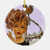 レディスタイリッシューヘッド花瓶スパイラルカールフローラドレス セラミックオーナメント (裏面)