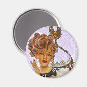 レディスタイリッシューヘッド花瓶スパイラルカールフローラドレス マグネット (正面/裏面)