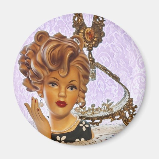 レディスタイリッシューヘッド花瓶スパイラルカールフローラドレス マグネット (正面)