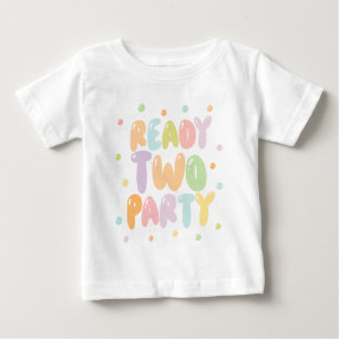 レディツーパーティーガール 2歳の誕生日Tシャツ ベビーTシャツ