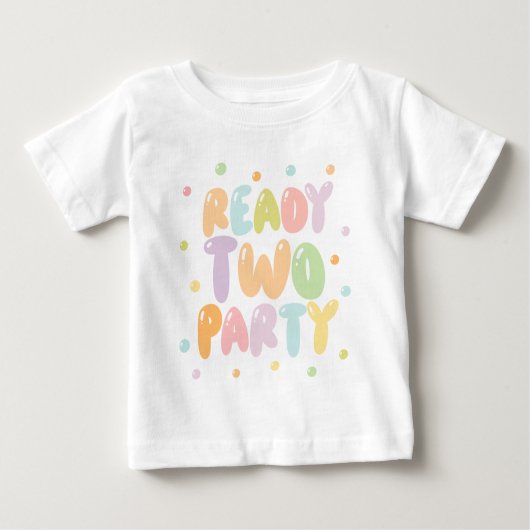 レディツーパーティーガール 2歳誕生日Tシャツ ベビーTシャツ (正面)