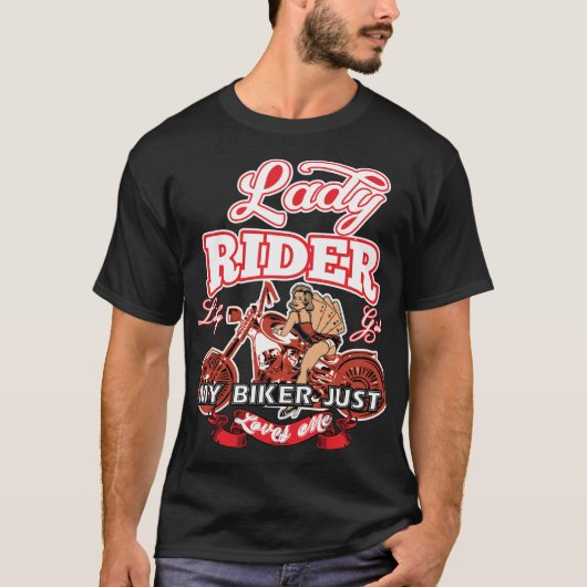 レディバイクもしくは自転車に乗る人私のバイクもしくは自転車に乗る人は私のTシャツを愛している Tシャツ (正面)