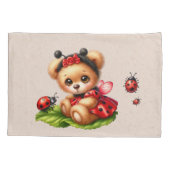 レディバグの格好をした可愛いテディベアカスタム 枕カバー (裏面)