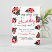 レディバグの誕生日ガールパーティ招待状 招待状 (スタンド正面)
