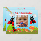 レディバグの誕生日パーティー 招待状 (正面/裏面)
