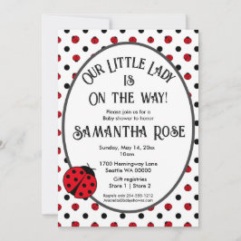 レディバグズ水玉模様の赤ちゃんシャワー招待 招待状