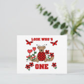 レディバグベア初誕生日Tシャツとギフト ポストカード (スタンド正面)