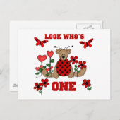 レディバグベア初誕生日Tシャツとギフト ポストカード (正面/裏面)