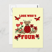 レディバグベア 4歳の誕生日Tシャツとギフト ポストカード (正面/裏面)