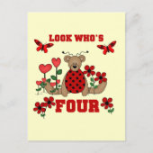 レディバグベア 4歳の誕生日Tシャツとギフト ポストカード (正面)