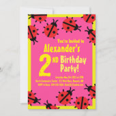 レディバグ動物キッドのバースデーパーティ招待状 招待状 (正面)