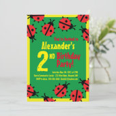 レディバグ動物キッドのバースデーパーティ招待状 招待状 (スタンド正面)