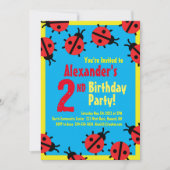 レディバグ動物キッドのバースデーパーティ招待状 招待状 (正面)