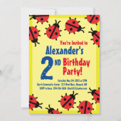 レディバグ動物キッドのバースデーパーティ招待状 招待状 (正面)