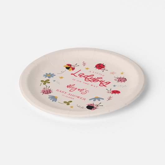 レディバグ夏の赤ちゃんシャワー ペーパープレート (アングル)