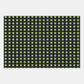 レディバグ緑と黒のドットと正方形 ラッピングペーパーシート (正面3)