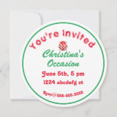 レディバグ草のギンガムチェックかわいい赤い白い緑 招待状 (裏面)