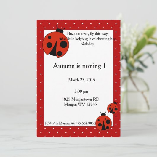 レディバグ誕生日 招待状 (スタンド正面)