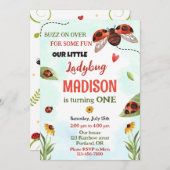 レディバグ1st誕生日の招待ガールラブバグレディ 招待状 (正面/裏面)