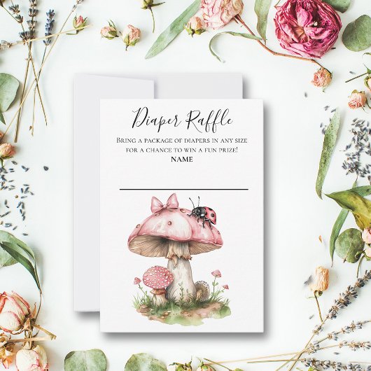 レディバグ ピンク ベビーシャワー おむつラッフル 招待状