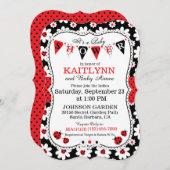レディバグ&フラワープリントベビーシャワー招待状 招待状 (正面/裏面)