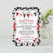 レディバグ&フラワープリントベビーシャワー招待状 招待状 (スタンド正面)