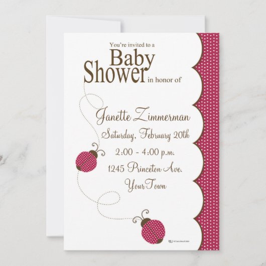 レディバグ ベビーシャワー 招待状 (正面)