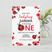 レディバグ 1歳 女の子 誕生日 招待状 (スタンド正面)