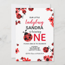 レディバグ 1歳 女の子 誕生日 招待状