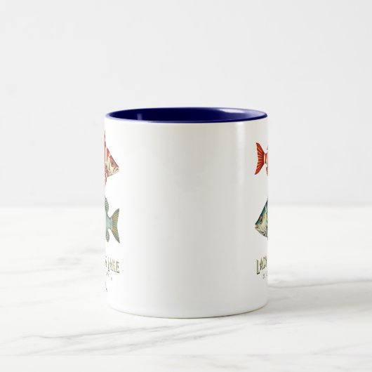 レディバードレイクテキサス州航海の魚マグカップ ツートーンマグカップ (中央)