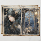 レディビクトリアンバルコニーブルージャンクジャーナルページ (正面/裏面)