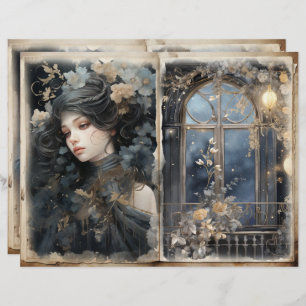 レディビクトリアンバルコニーブルージャンクジャーナルページ