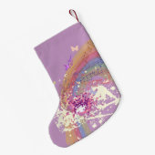 レディビクトリアンパープルカラスプラッシュストッキング スモールクリスマスストッキング (裏面 (吊り時))