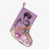 レディビクトリアンパープルカラスプラッシュストッキング スモールクリスマスストッキング (正面 (吊り時))