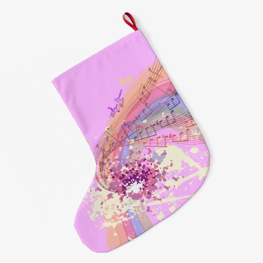 レディビクトリアンピンクカラスプラッシュクリスマスストッキング ラージクリスマスストッキング (裏面 (吊り時))
