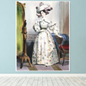 レディビクトリアンフローラスカートエレガント- ヴィンテージA キャンバスプリント (インサイチュ (ウッドフロア))