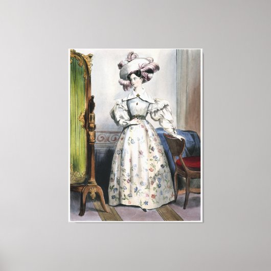 レディビクトリアンフローラスカートエレガント- ヴィンテージA キャンバスプリント (正面)