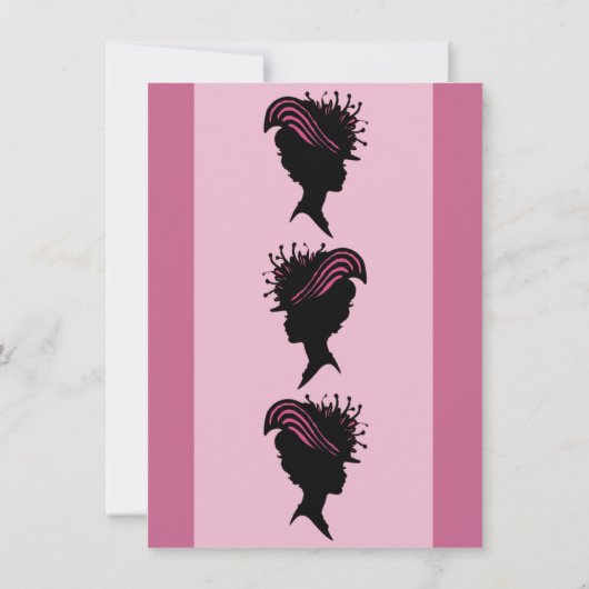 レディビクトリアンブラックシルエットファンシーハット誕生日 招待状 (裏面)