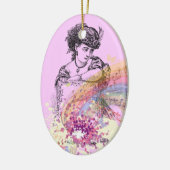 レディビクトリアンミュージックColorSplashPink楕円オーナメント セラミックオーナメント (左)